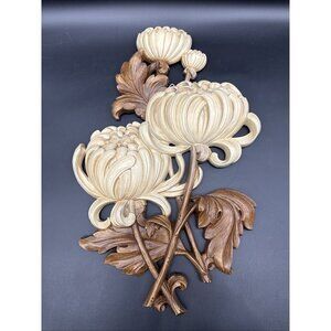 Vintage MCM Syroco Chrysanthemum Wall Plaque Resin Floral Flower Wall Decor